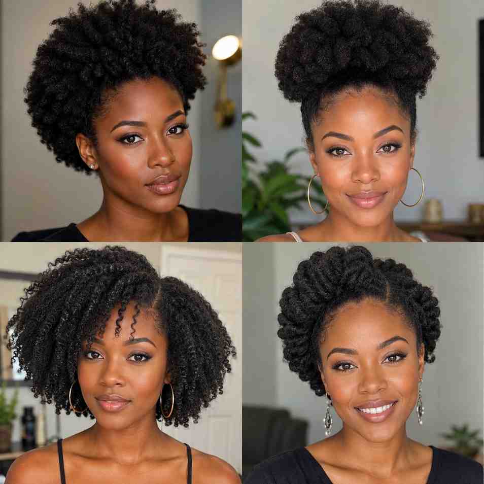 Natural Hairstyles for Heart-Shaped Faces (4C Hair Edition) 4C natural hair heart shaped face hairstyle ideas for Black women'