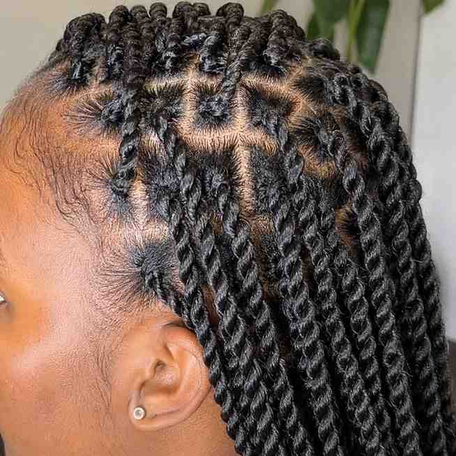 Senegalese Twists vs Box Braids: Which Is Better for Your Hair? Close-up of Senegalese twists on dark natural hair