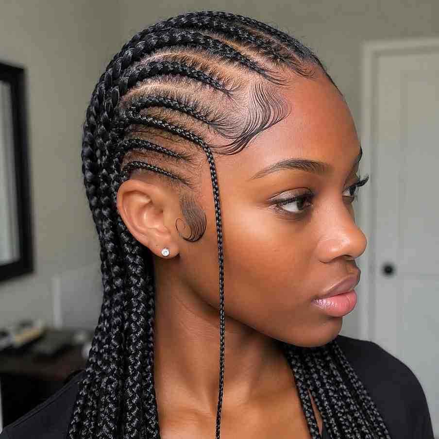 Fulani Braids for Round Face Shapes: The Styles That Flatter Most Fulani braids with side braids tucked behind the ear for a slimmer face-framing effect