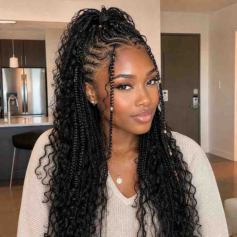 Fulani Braids for Round Face Shapes: The Styles That Flatter Most Half-up half-down Fulani braids with crown volume and long loose braids at the back