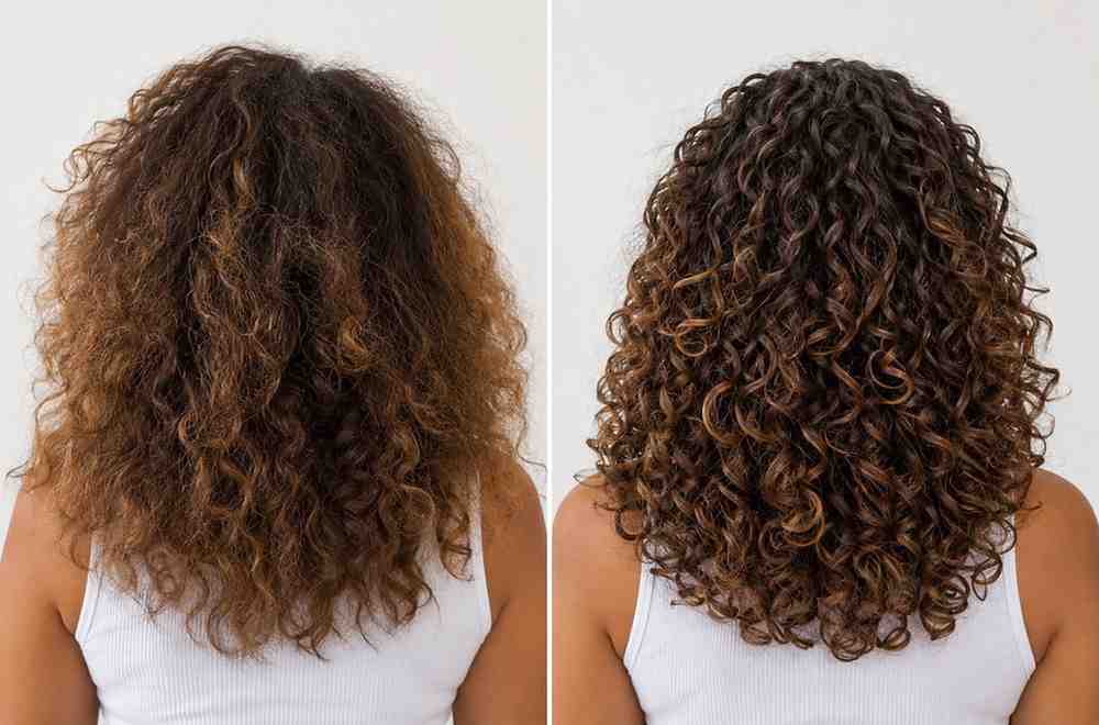 How to do a wash-and-go on 3C hair (beginner guide) Side-by-side comparison of frizzy curls and defined curls